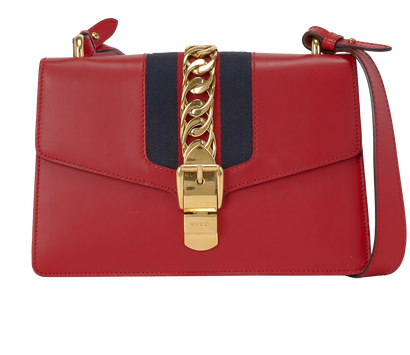 Small Sylvie, &pound;780, Handbags, Red, Leather, Front view